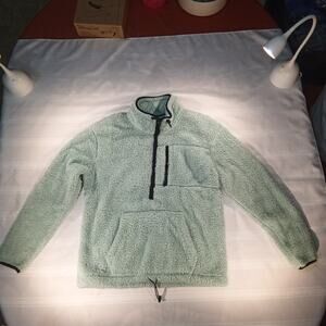 PINK Victoria’s Secret Sherpa Quarter-Zip Pullover Sweatshirt Green Size Small